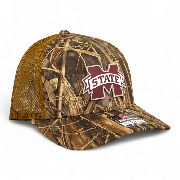 Mississippi State Bulldogs 3D Snapback Trucker Hat- Realtree Max-7/ Buck - Picture 1 of 3